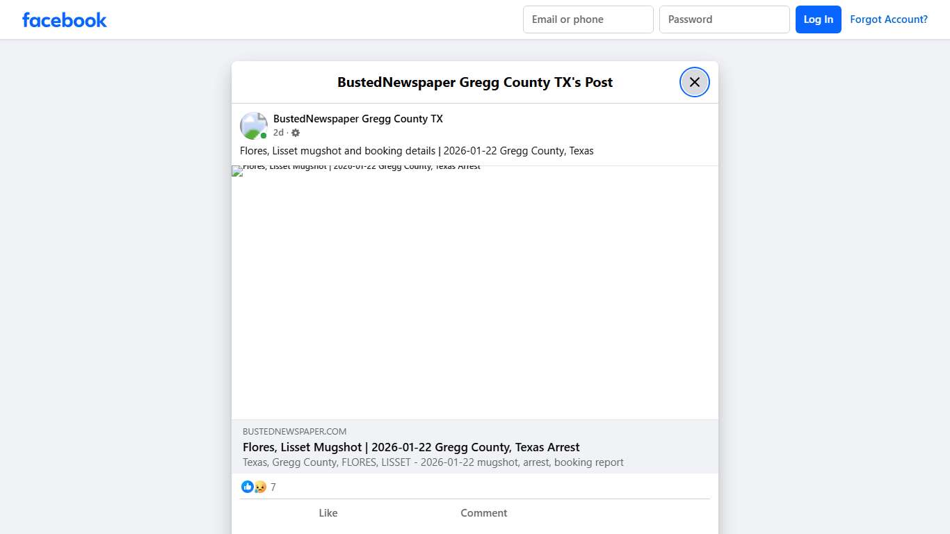 Flores, Lisset mugshot... - BustedNewspaper Gregg County TX Facebook